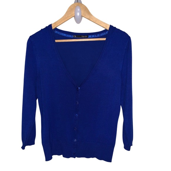 Maurices Sweaters - Maurices Womens Royal Blue V-Neck Button Front 3/4 Sleeve Cardigan Sweater Large